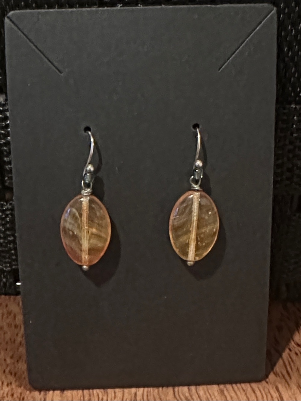 Handmade Golden Amber Glass Drop Earrings